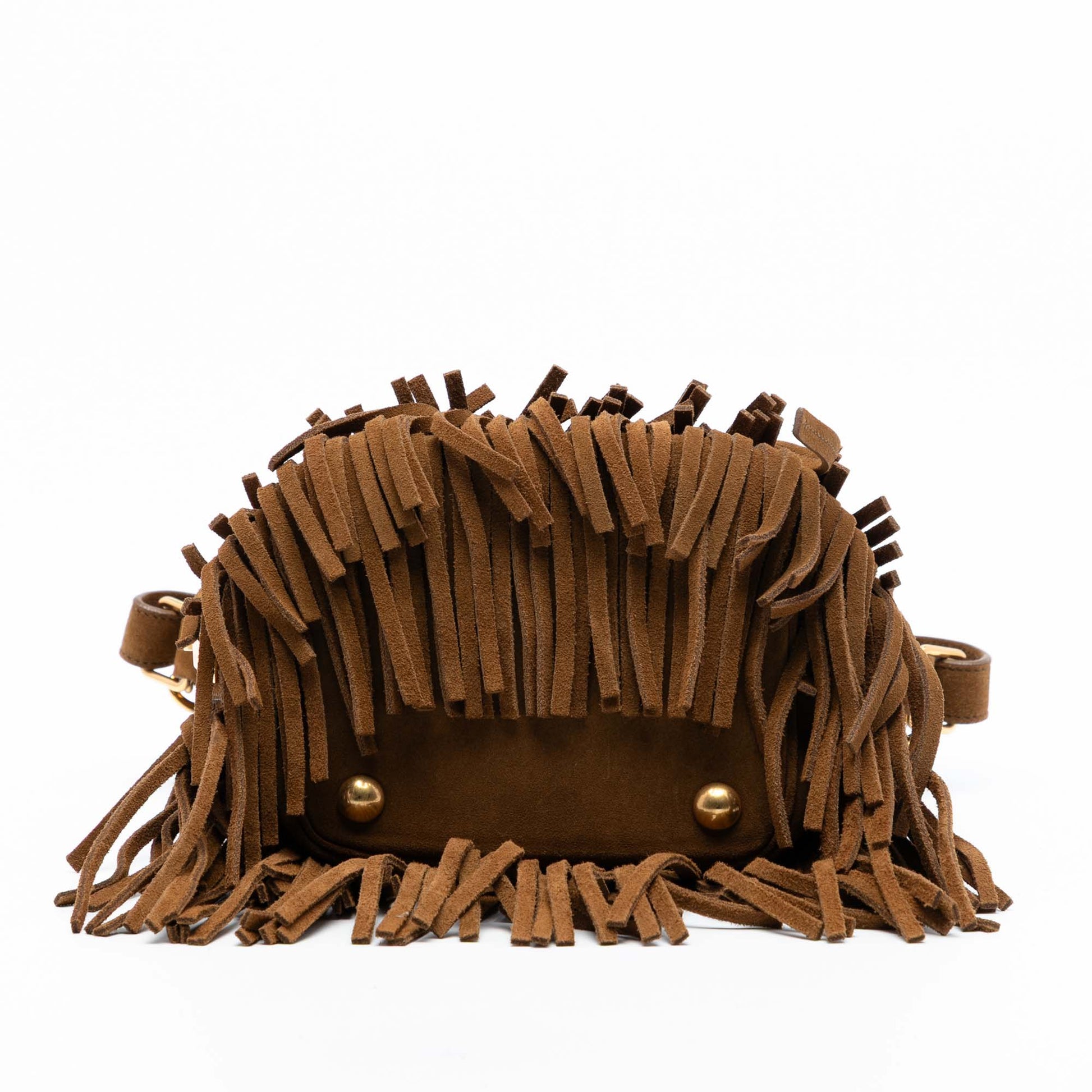 Saint Laurent Small Suede Emmanuelle Fringe Bucket Bag