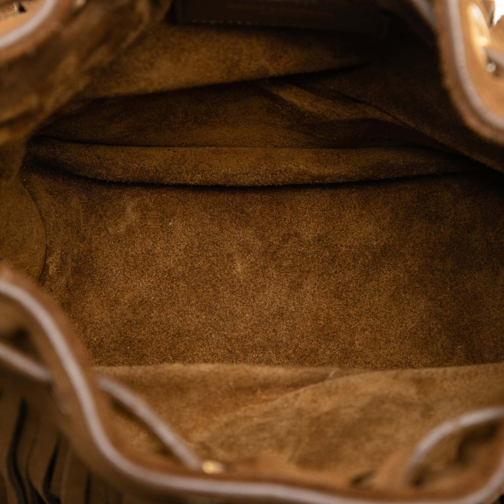 Saint Laurent Small Suede Emmanuelle Fringe Bucket Bag