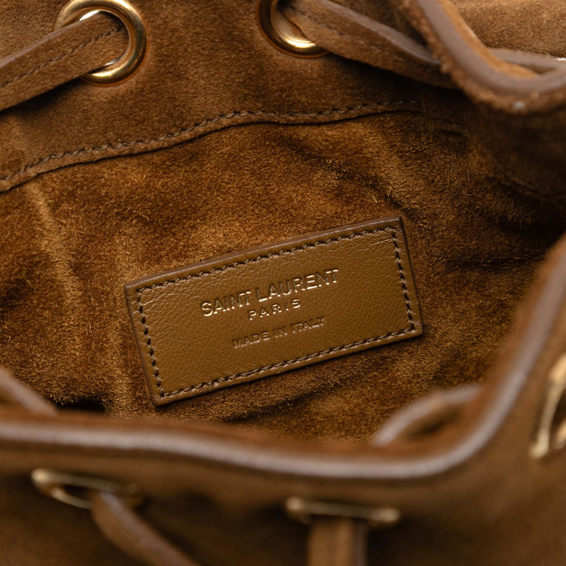 Saint Laurent Small Suede Emmanuelle Fringe Bucket Bag