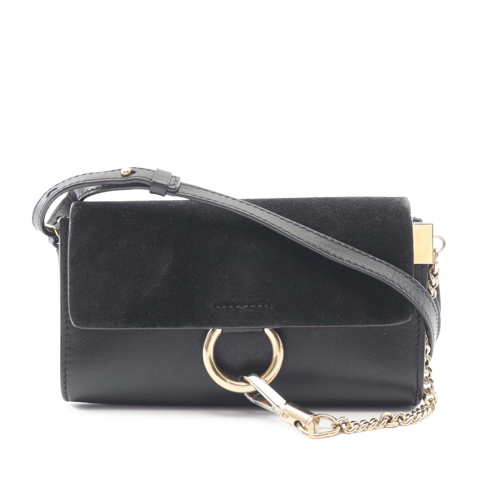 Chloé Mini Calfskin and Suede Faye Chain Crossbody