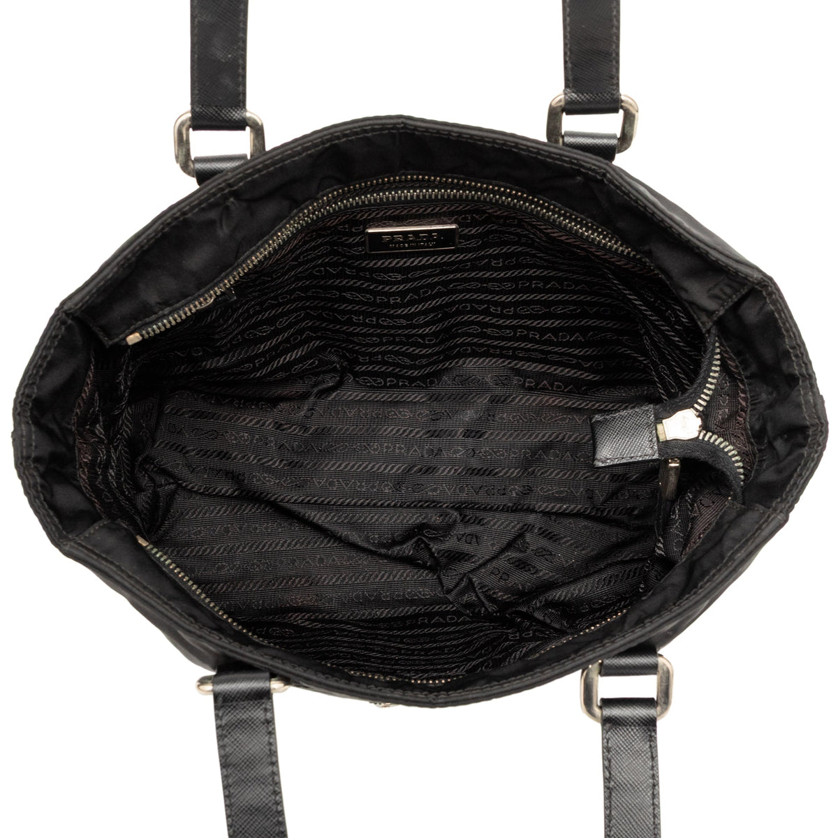 Prada Saffiano Trimmed Tessuto Tote
