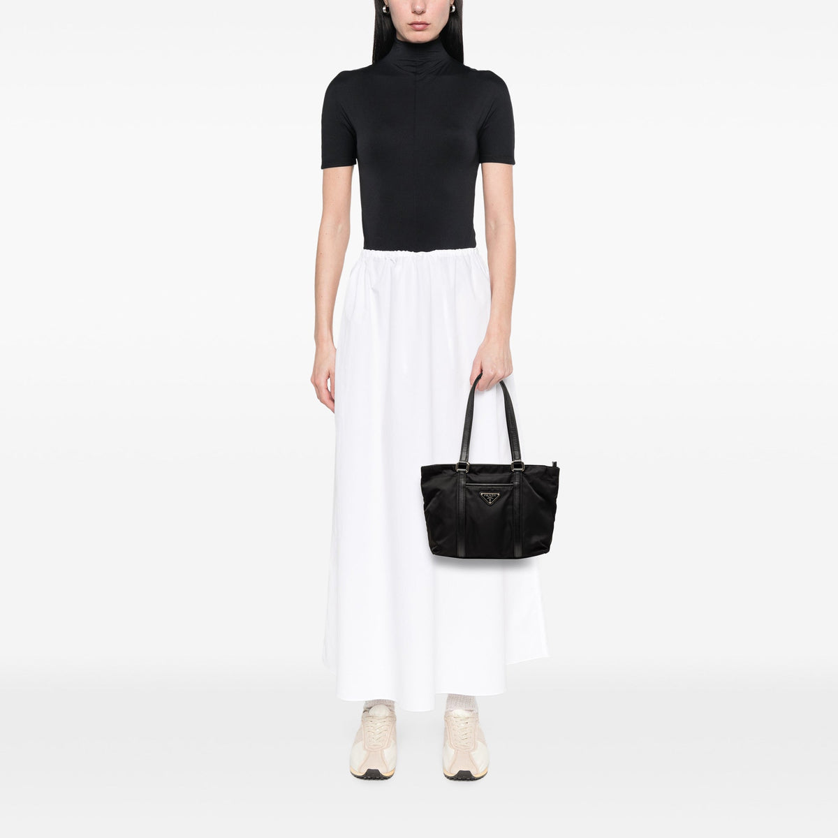 Prada Saffiano Trimmed Tessuto Tote