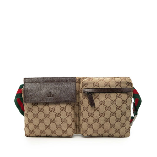 Gucci GG Canvas Web Double Pocket Belt Bag