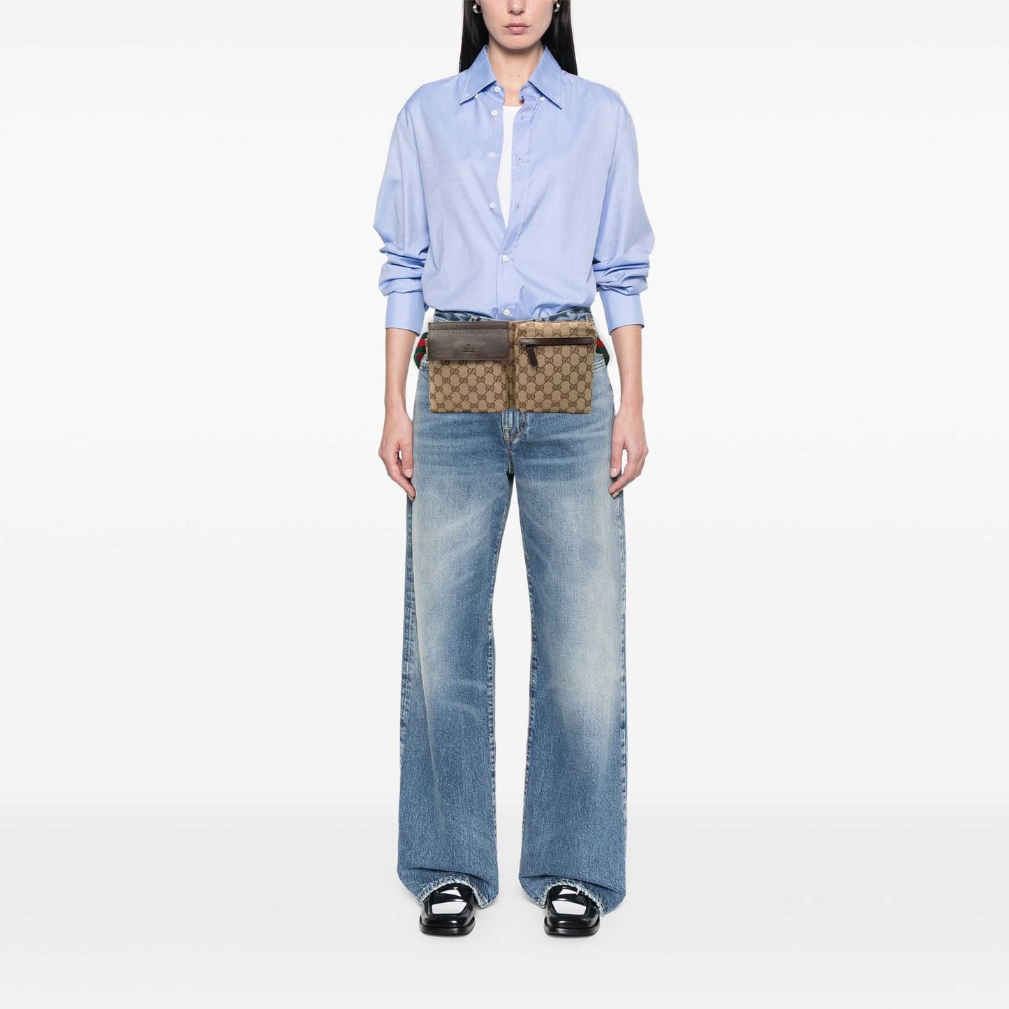 Gucci GG Canvas Web Double Pocket Belt Bag
