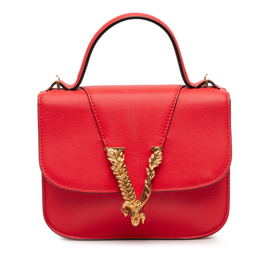 Versace Small Leather Virtus Top Handle Flap