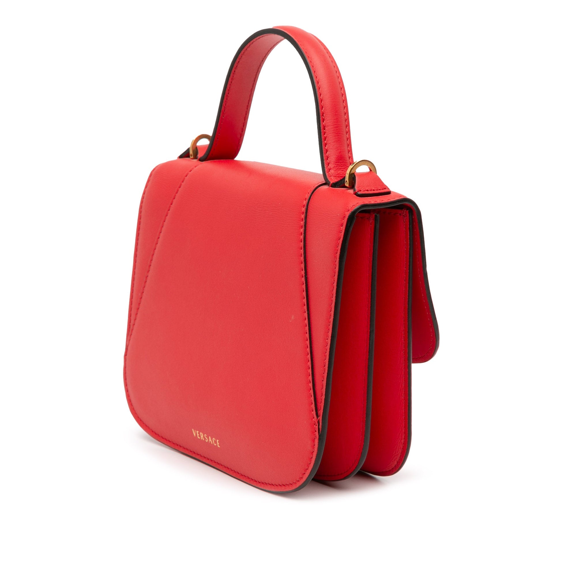 Versace Small Leather Virtus Top Handle Flap