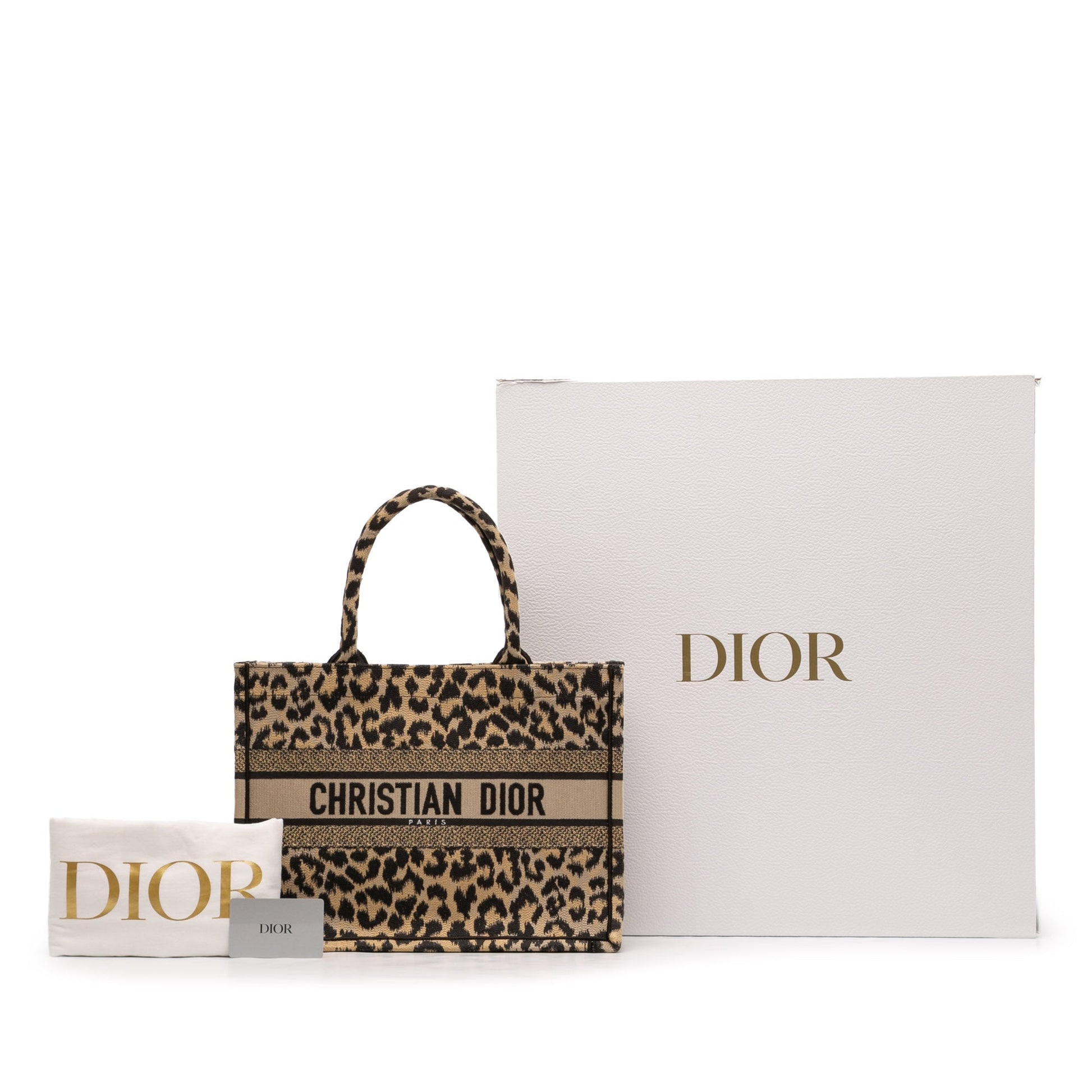 Mizza Medium Embroidered Canvas Leopard Book Tote