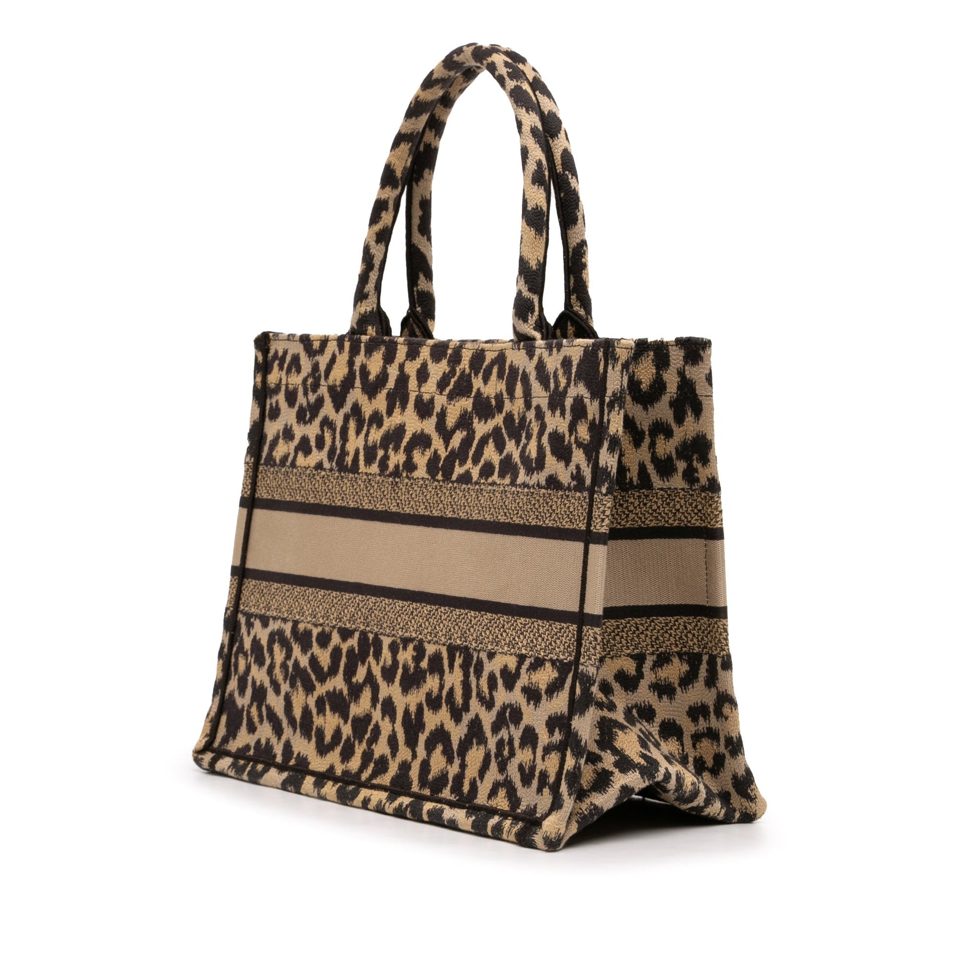Mizza Medium Embroidered Canvas Leopard Book Tote