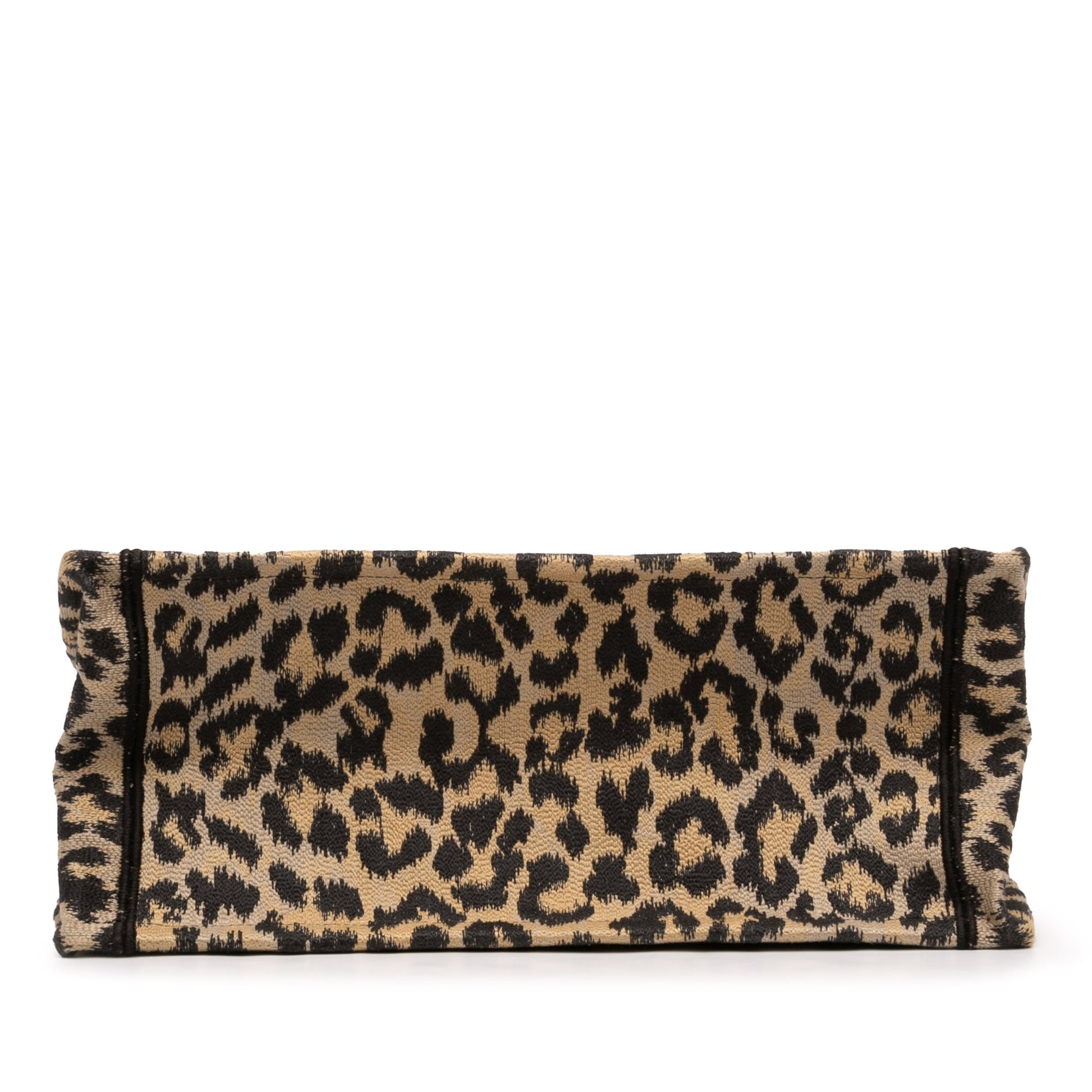 Mizza Medium Embroidered Canvas Leopard Book Tote