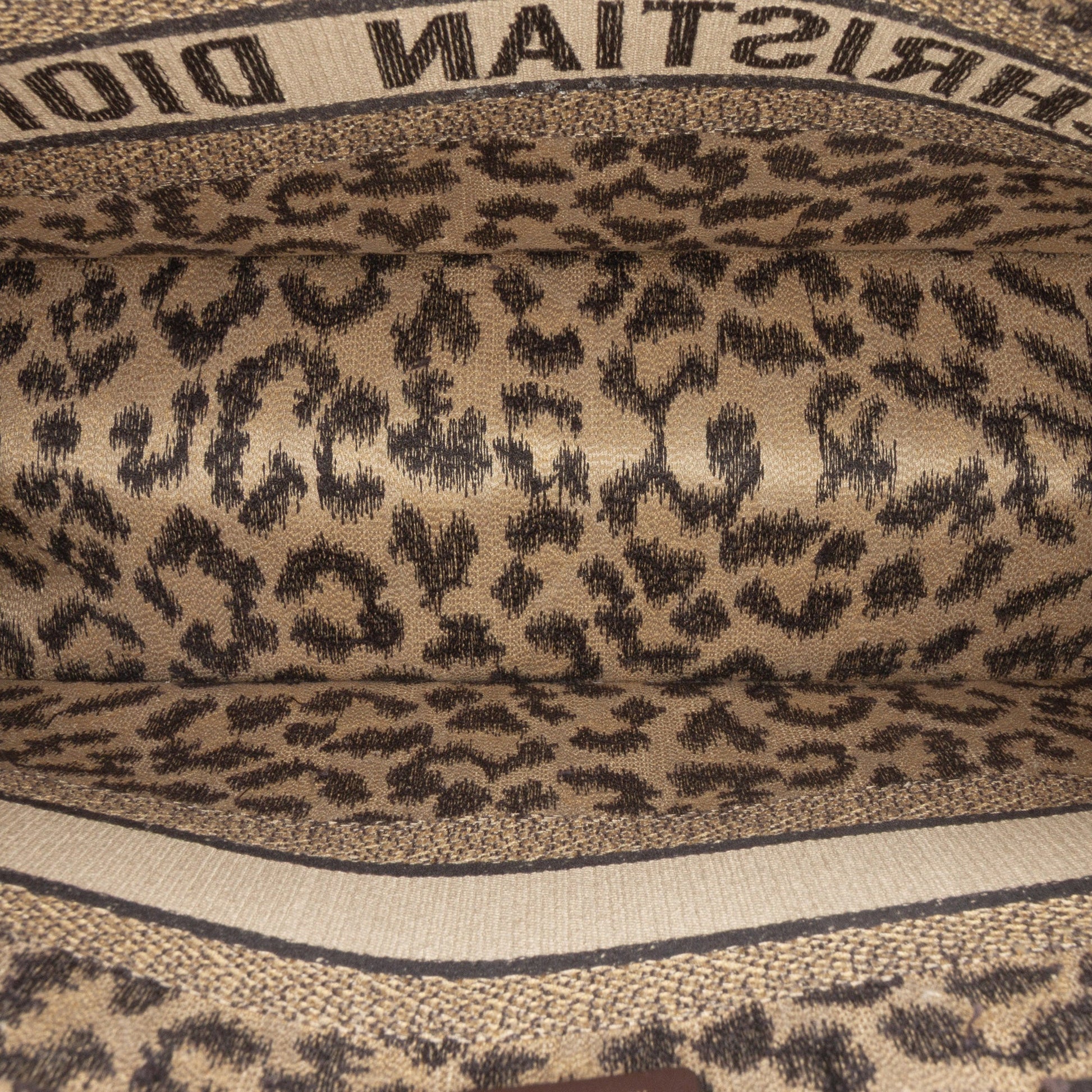 Mizza Medium Embroidered Canvas Leopard Book Tote