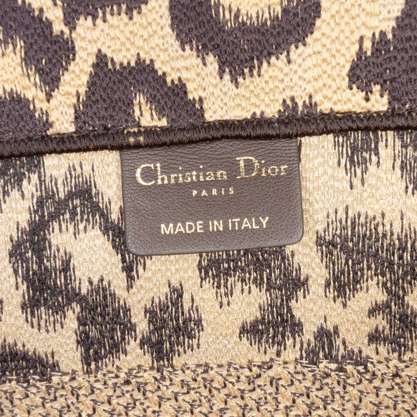 Mizza Medium Embroidered Canvas Leopard Book Tote