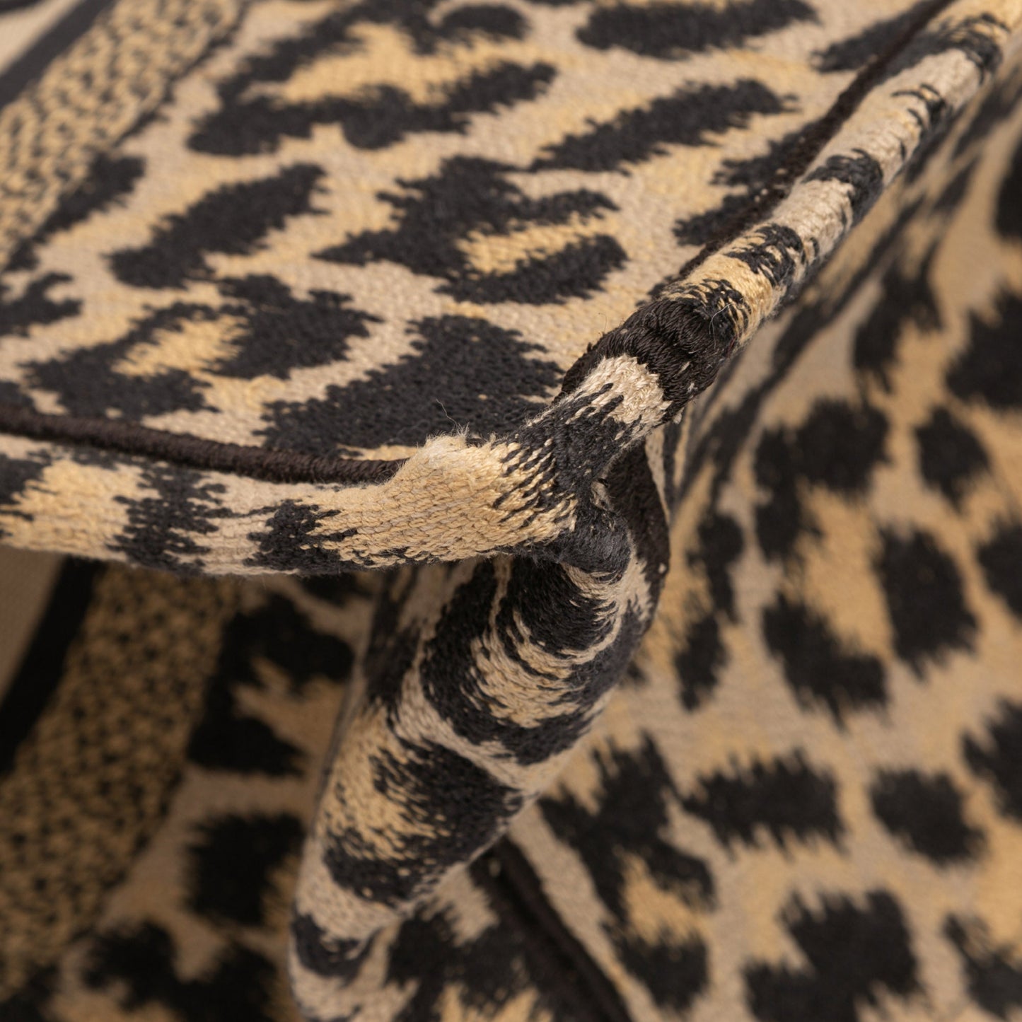 Mizza Medium Embroidered Canvas Leopard Book Tote