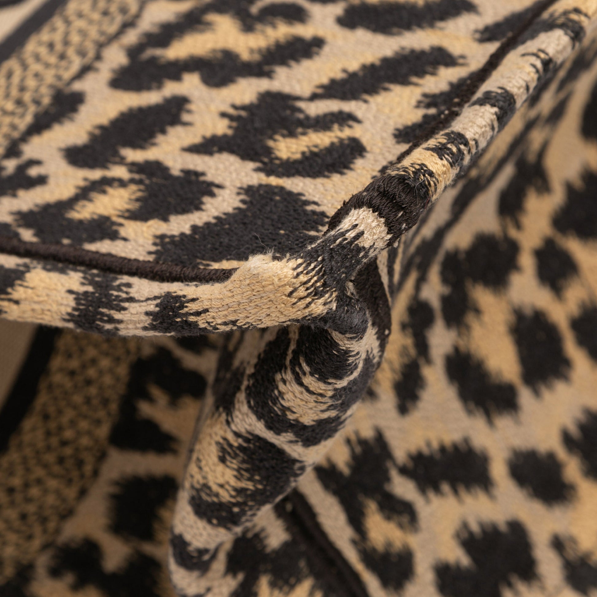 Mizza Medium Embroidered Canvas Leopard Book Tote