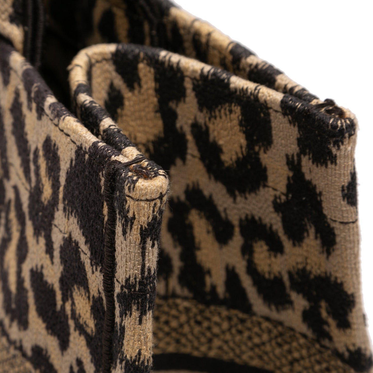 Mizza Medium Embroidered Canvas Leopard Book Tote