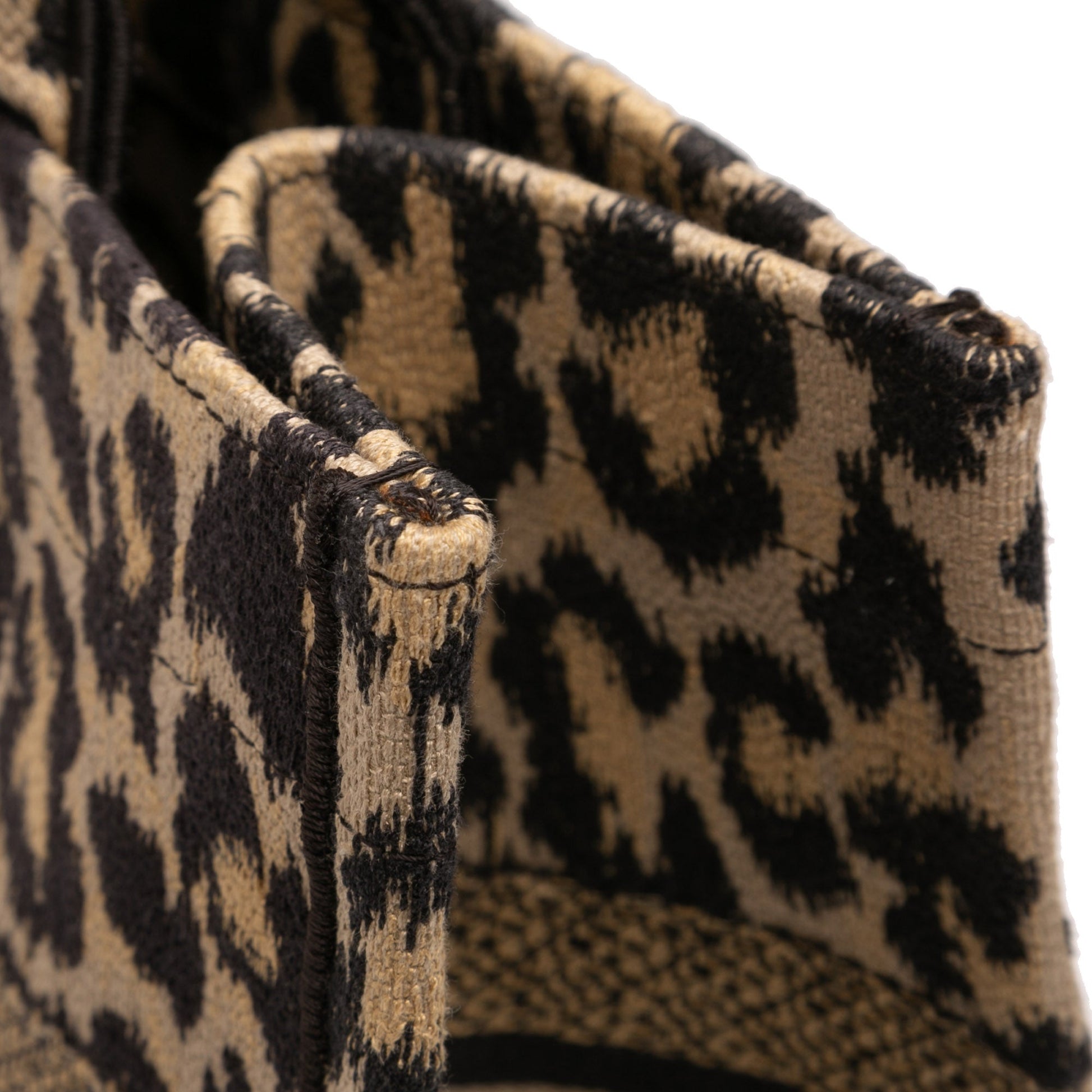 Mizza Medium Embroidered Canvas Leopard Book Tote