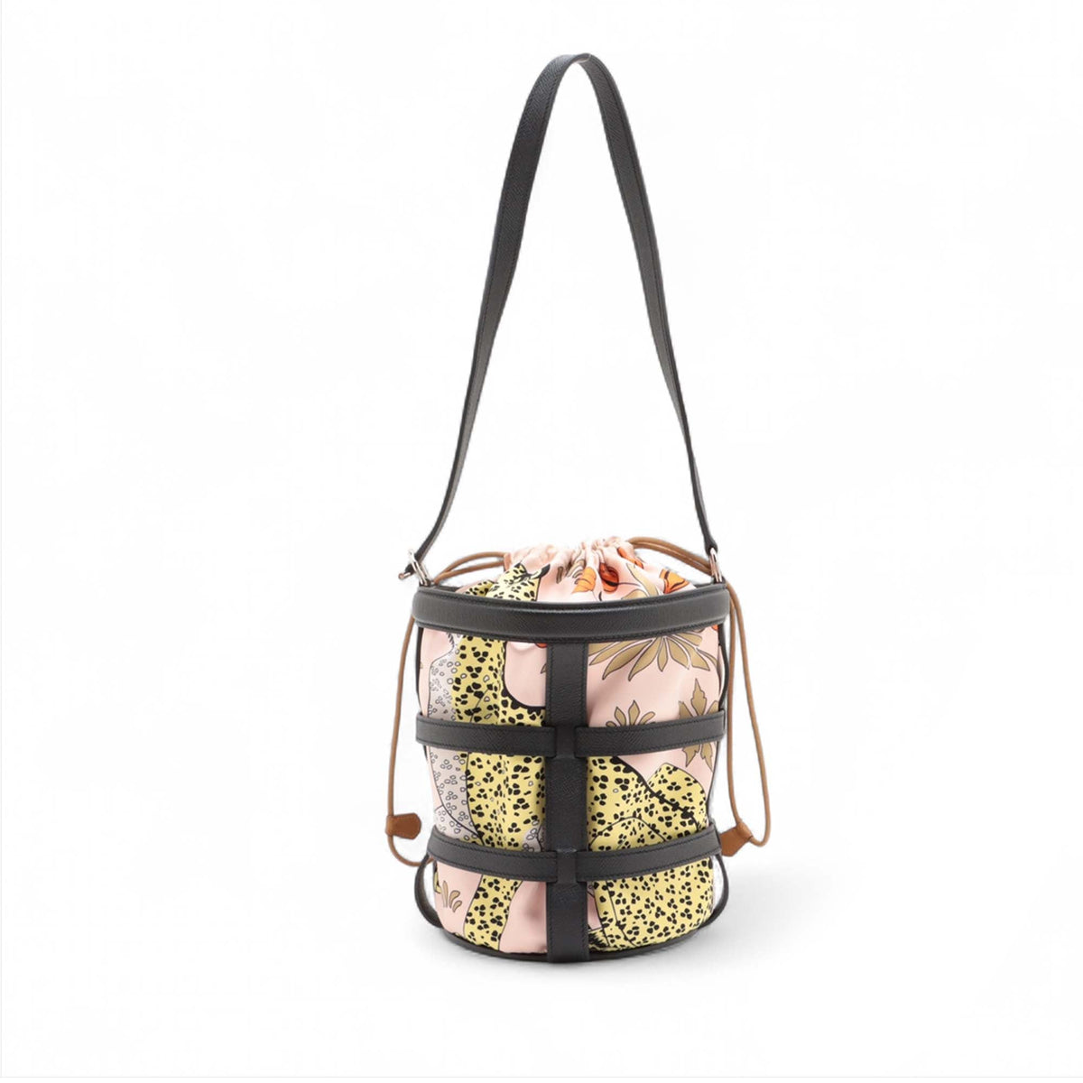 Hermès Les Léopards Silk and Epsom Sac Musardine
