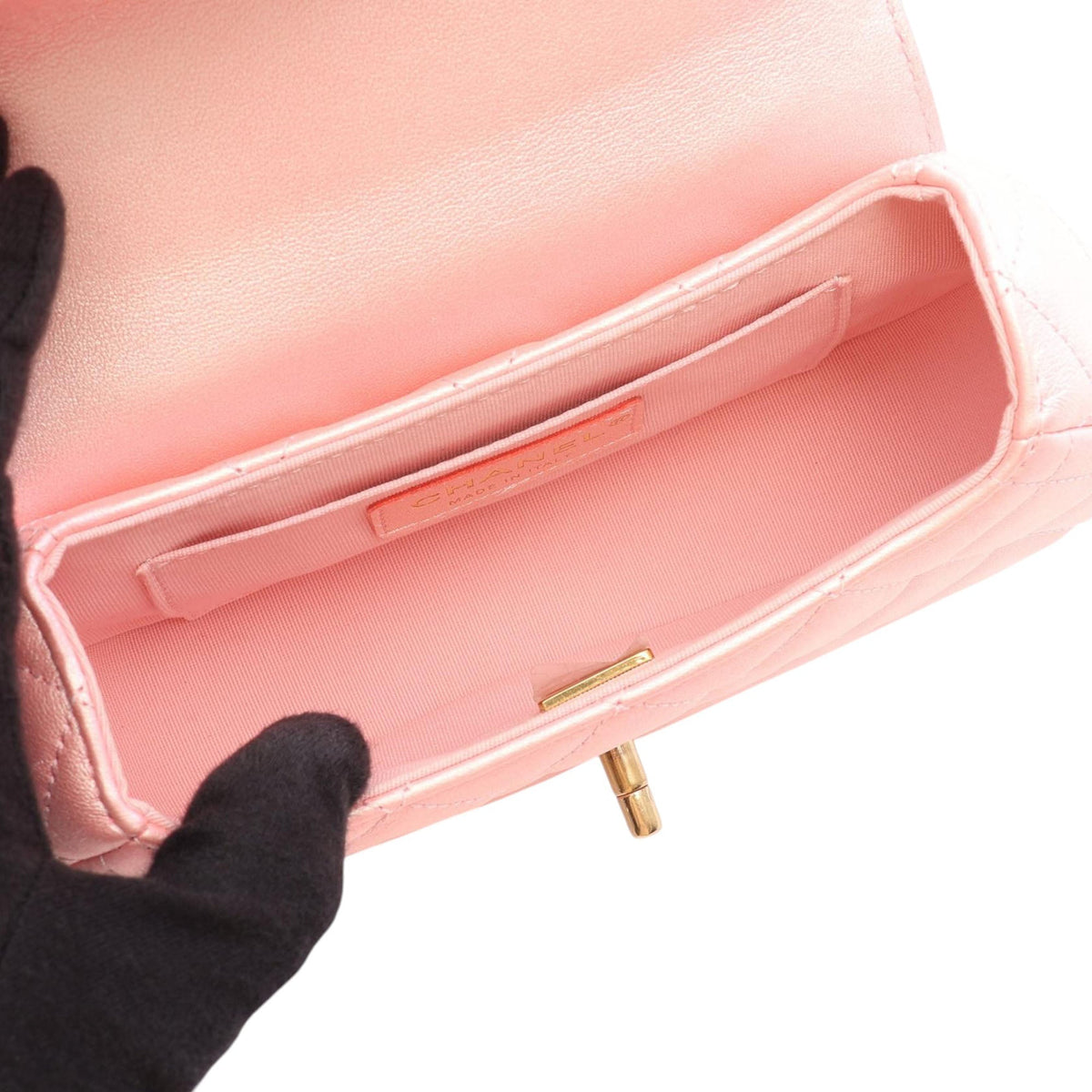 Chanel CC Quilted Iridescent Lambskin Top Handle Bag — Pink