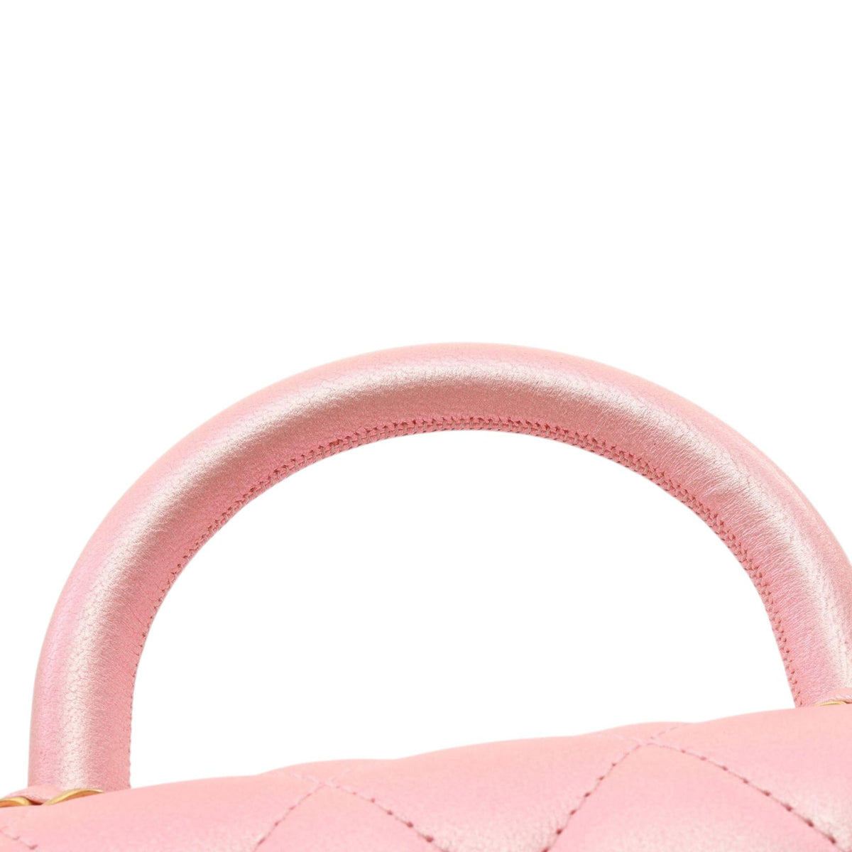 Chanel CC Quilted Iridescent Lambskin Top Handle Bag — Pink