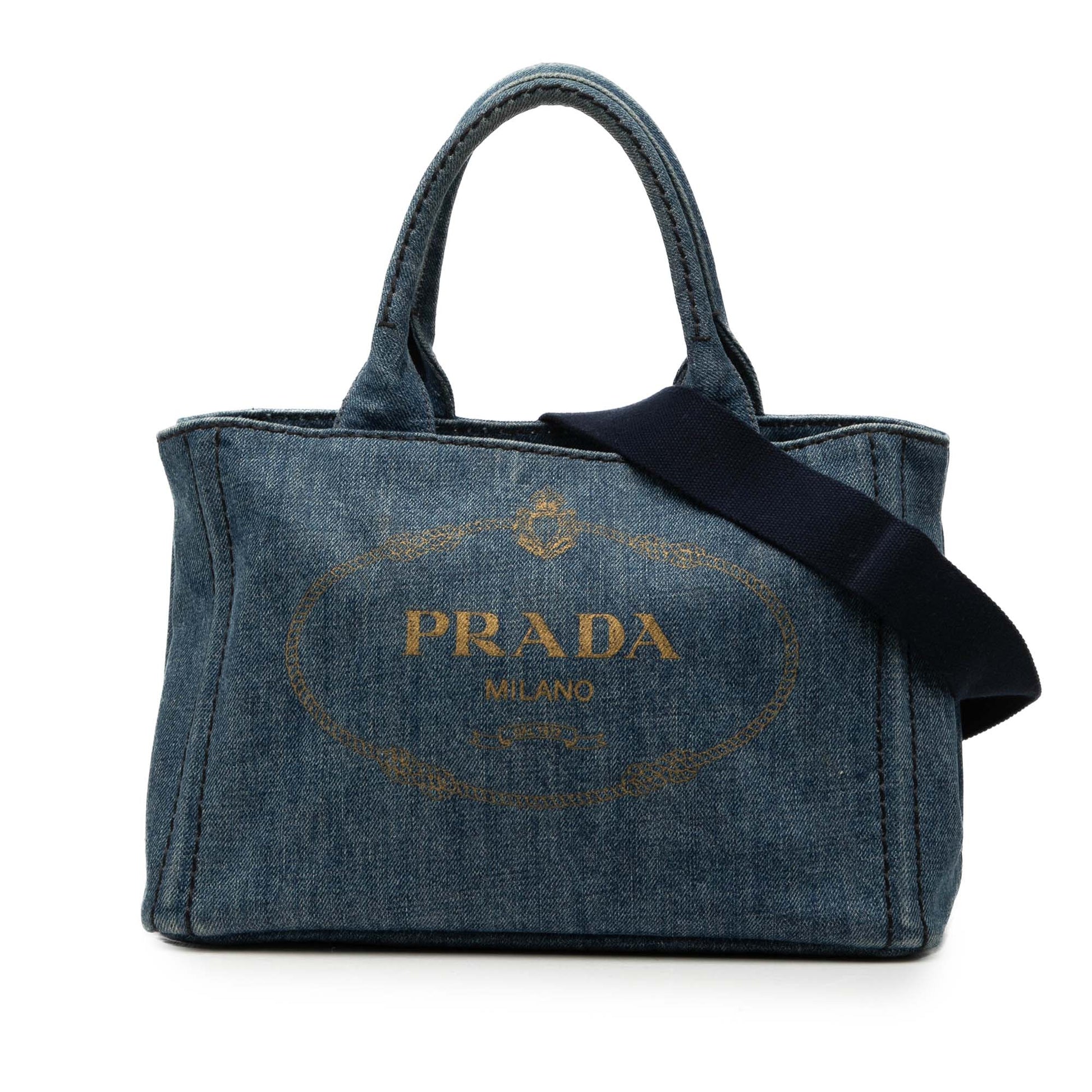 Prada Small Denim Canapa Logo Satchel