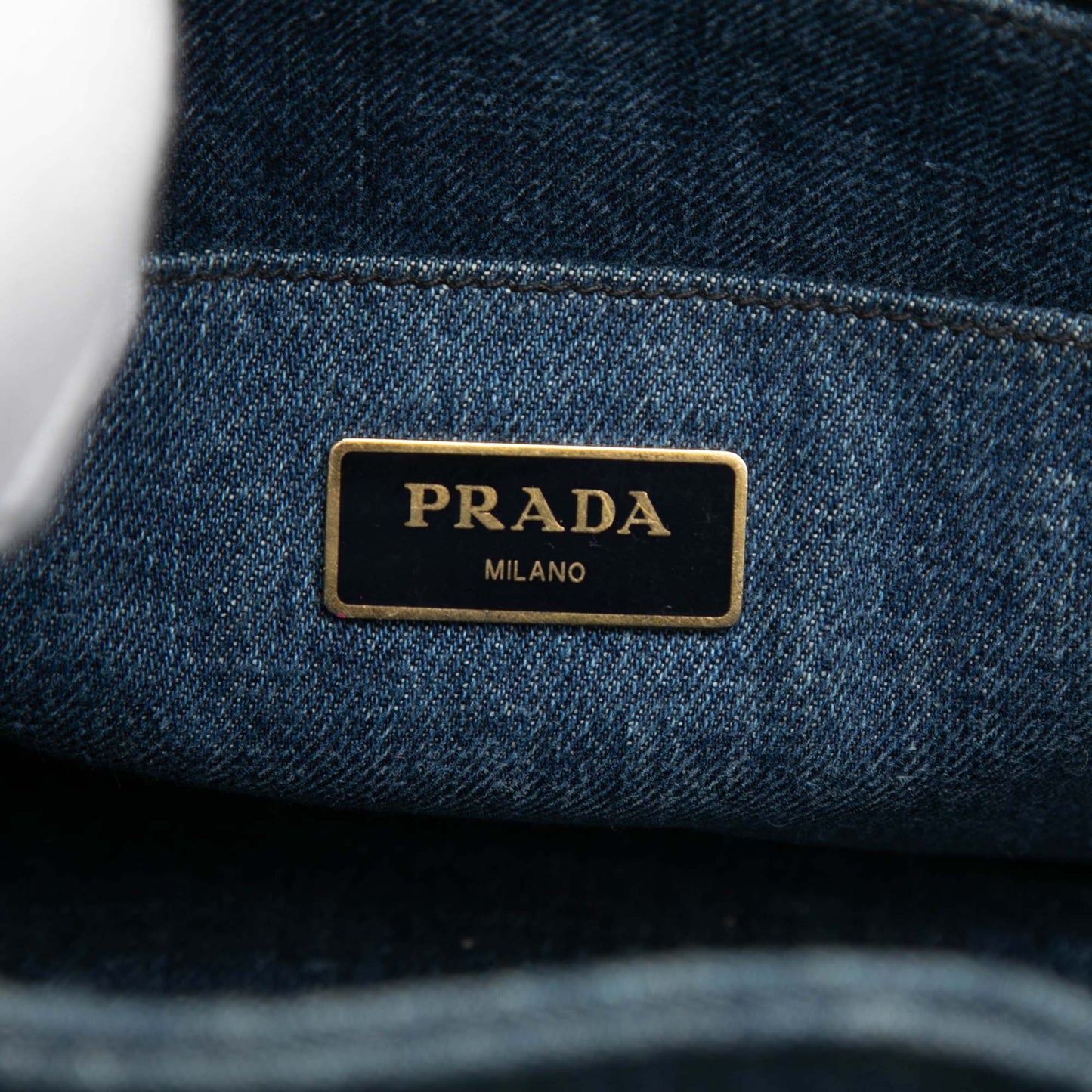 Prada Small Denim Canapa Logo Satchel
