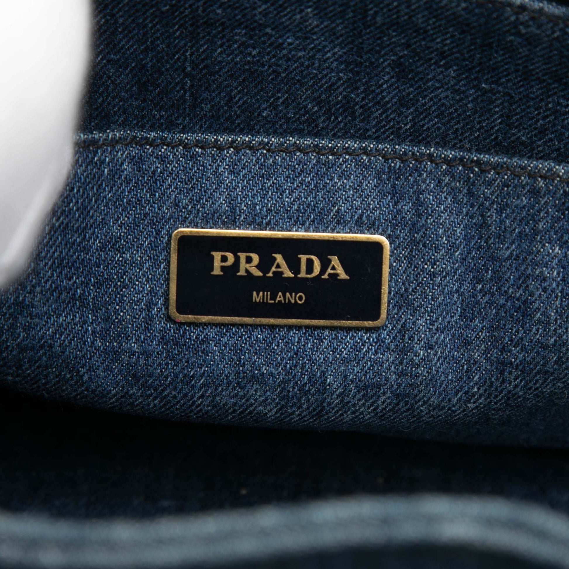Prada Small Denim Canapa Logo Satchel