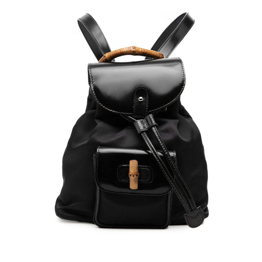 Gucci Nylon and Patent Bamboo Drawstring Backpack