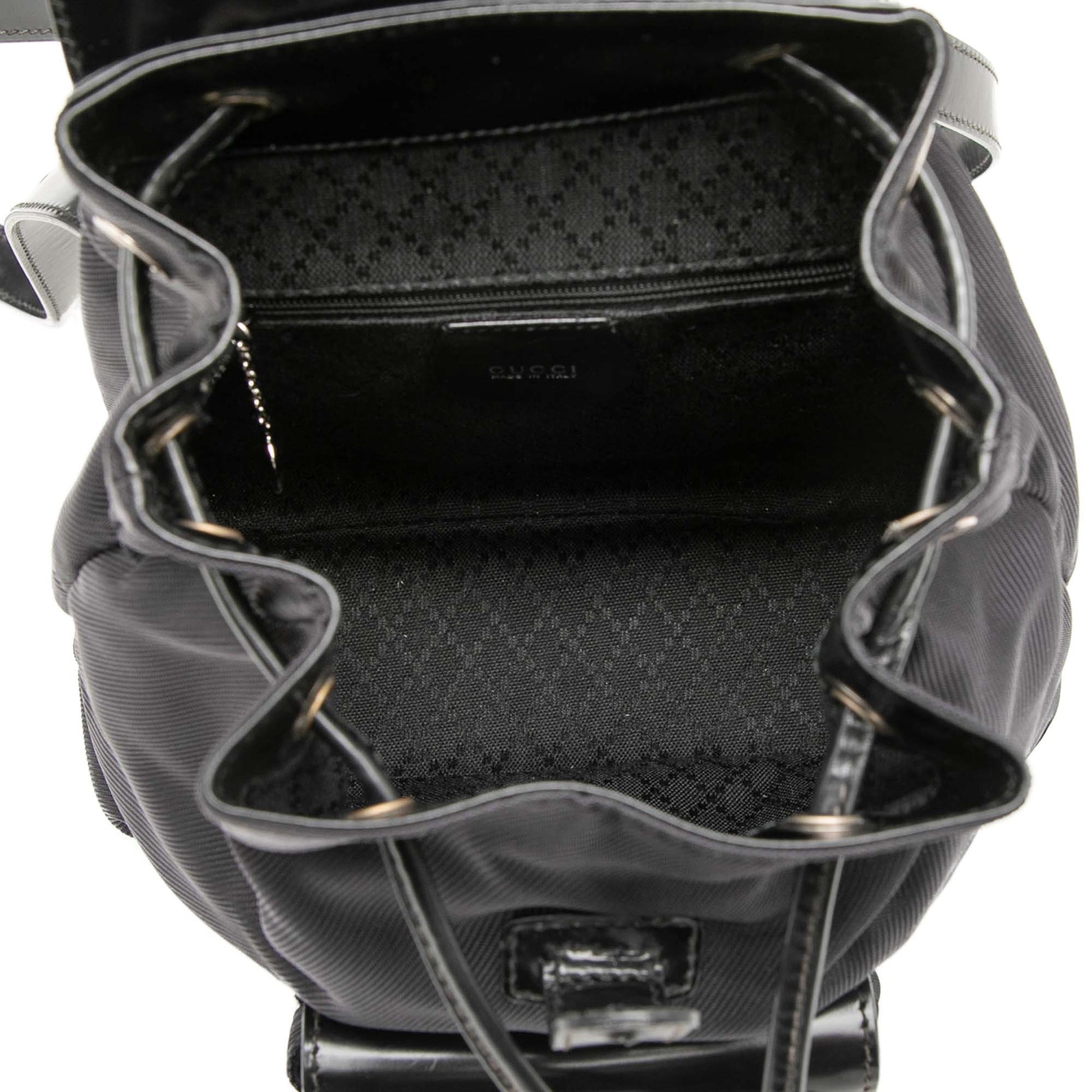 Gucci Nylon and Patent Bamboo Drawstring Backpack