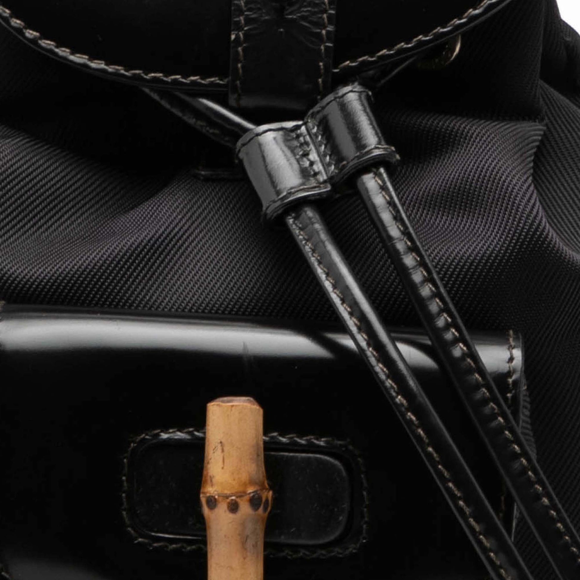 Gucci Nylon and Patent Bamboo Drawstring Backpack
