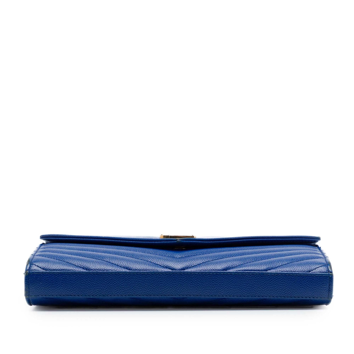 Saint Laurent Grain De Poudre Chevron Monogram Envelope Chain Wallet