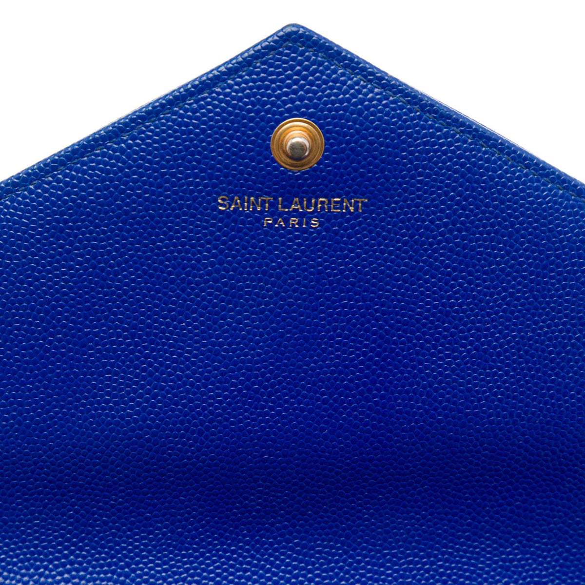 Saint Laurent Grain De Poudre Chevron Monogram Envelope Chain Wallet