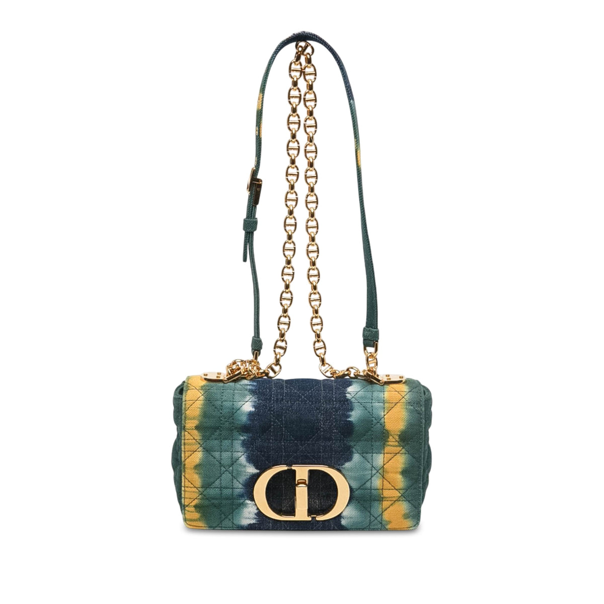 Dior Small Denim Cannage Tie Dye Caro Bag — Green