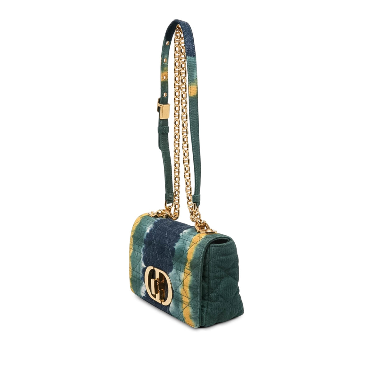 Dior Small Denim Cannage Tie Dye Caro Bag — Green