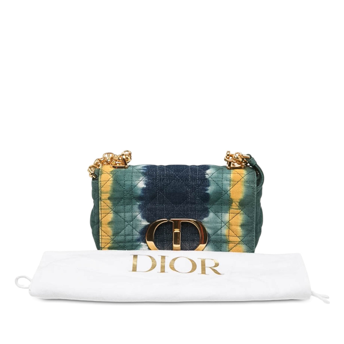 Dior Small Denim Cannage Tie Dye Caro Bag — Green