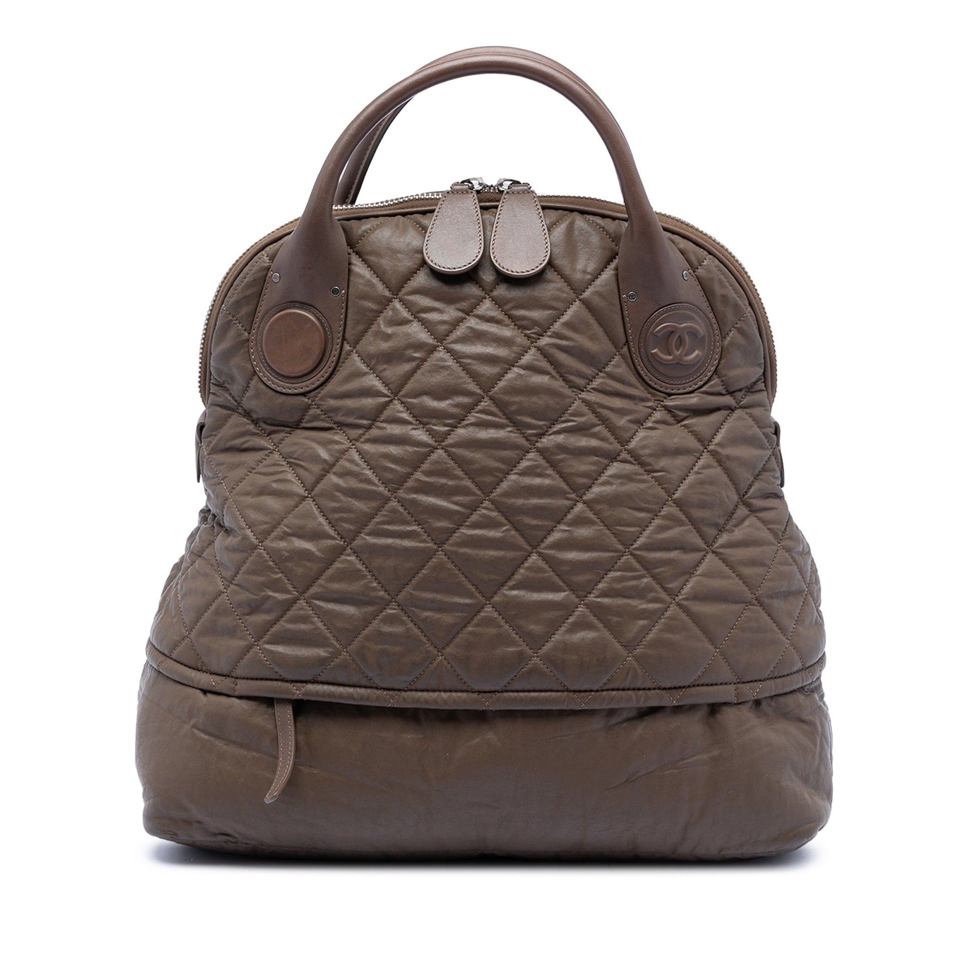 Chanel Quilted Coated Canvas Expandable Zip Travel Bag