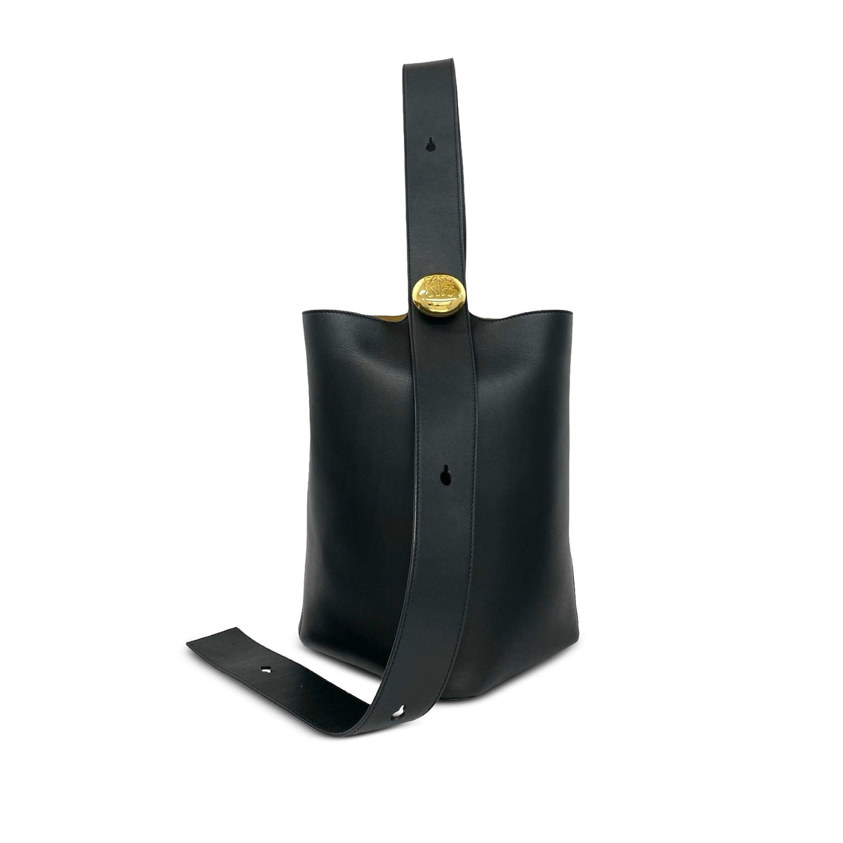 LOEWE Mini Calfskin Pebble Bucket Bag — Black