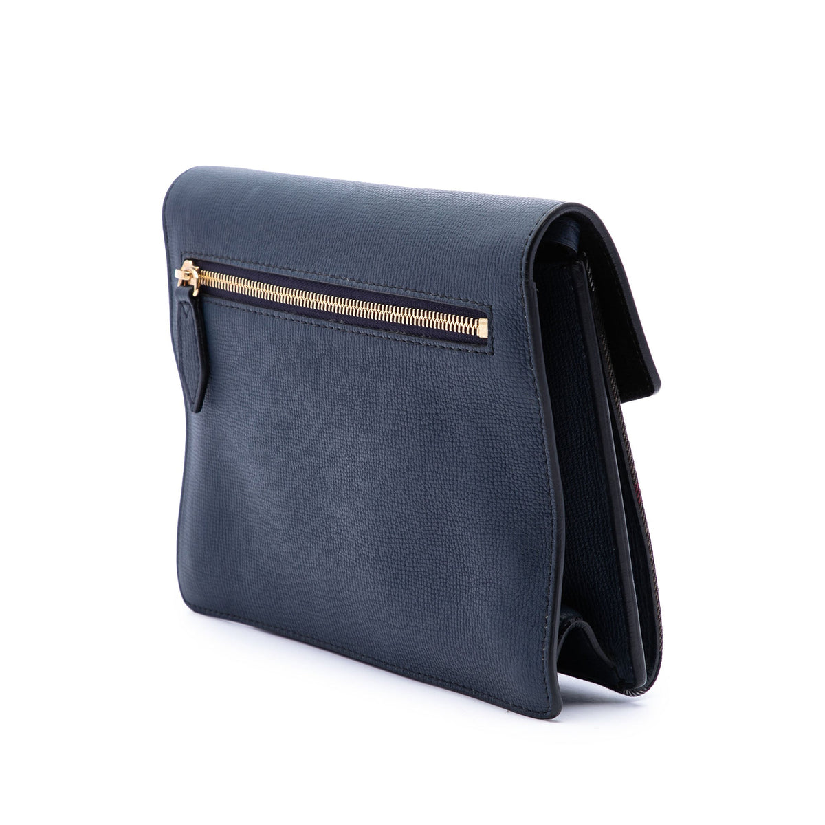 Burberry Small Leather and House Check Canvas Derby Macken Crossbody — Blue