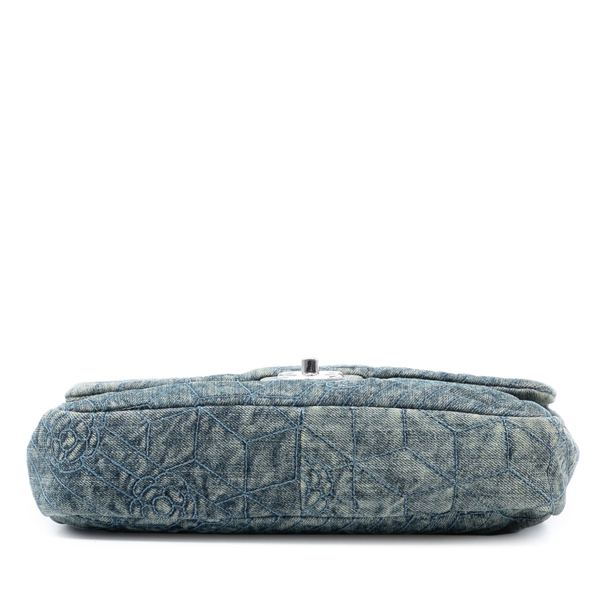 Chanel Medium Embroidered Denim Camellia Flap