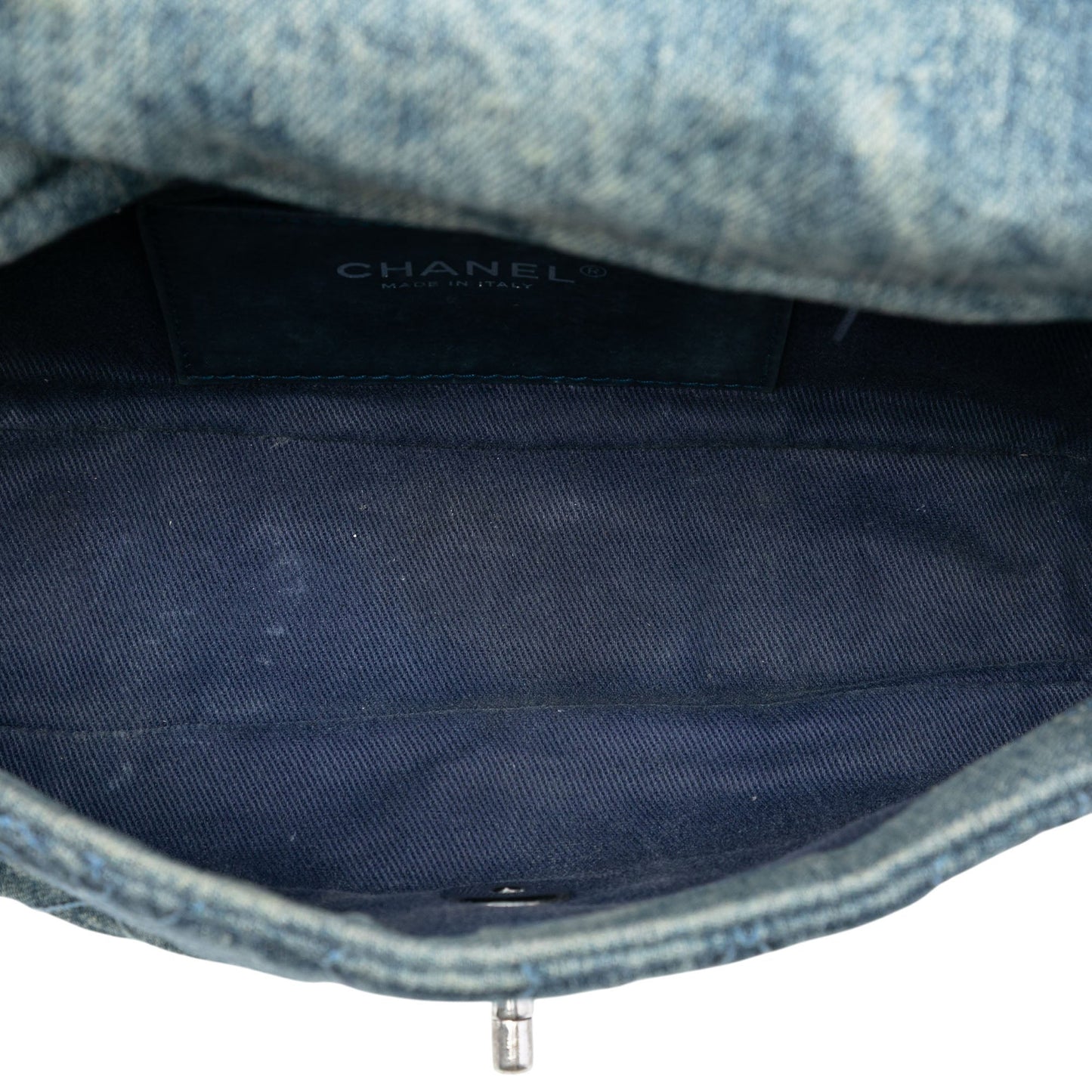 Chanel Medium Embroidered Denim Camellia Flap