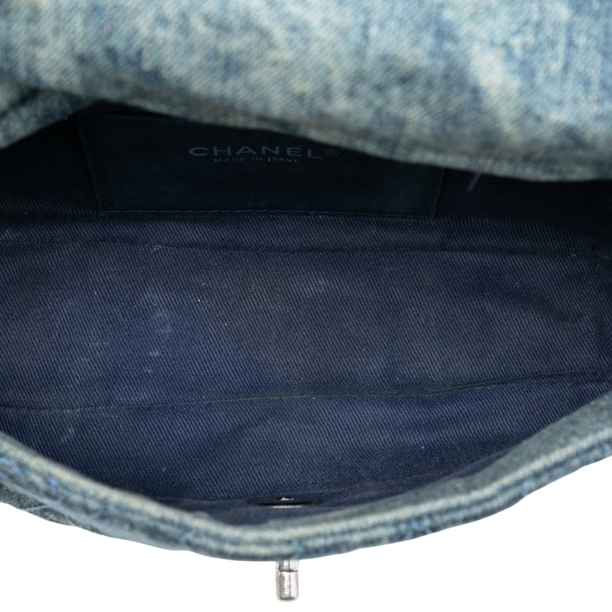 Chanel Medium Embroidered Denim Camellia Flap