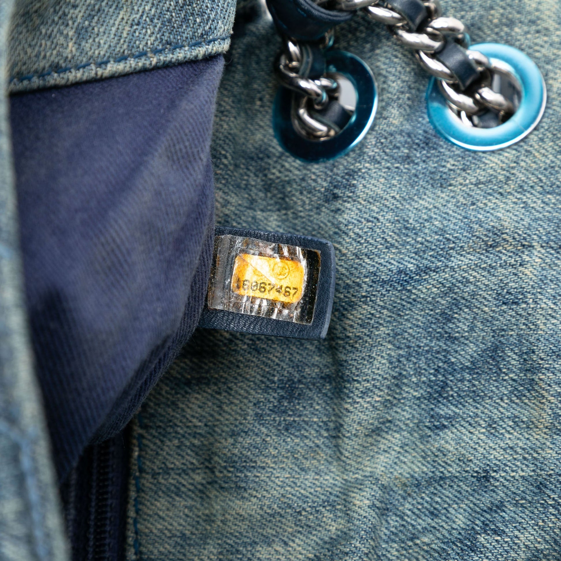 Chanel Medium Embroidered Denim Camellia Flap
