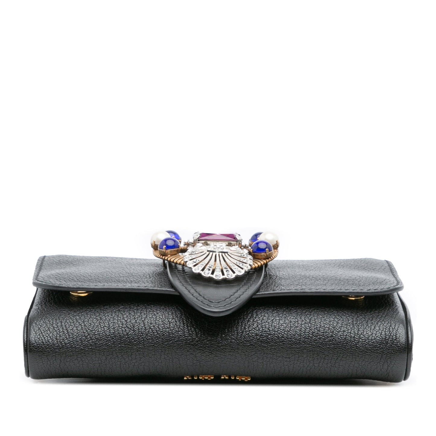 Miu Miu Leather Crystal Embellished Crossbody