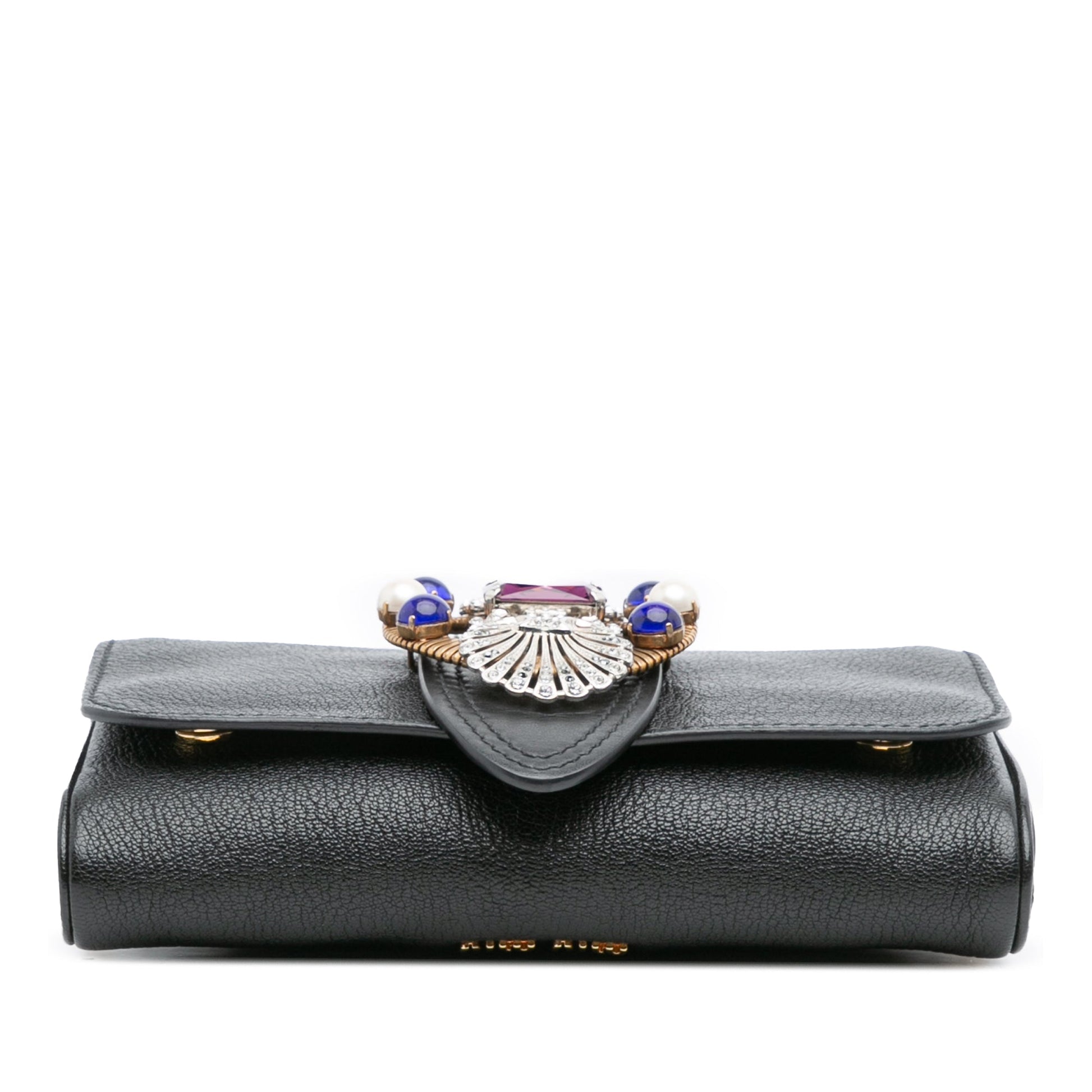 Miu Miu Leather Crystal Embellished Crossbody