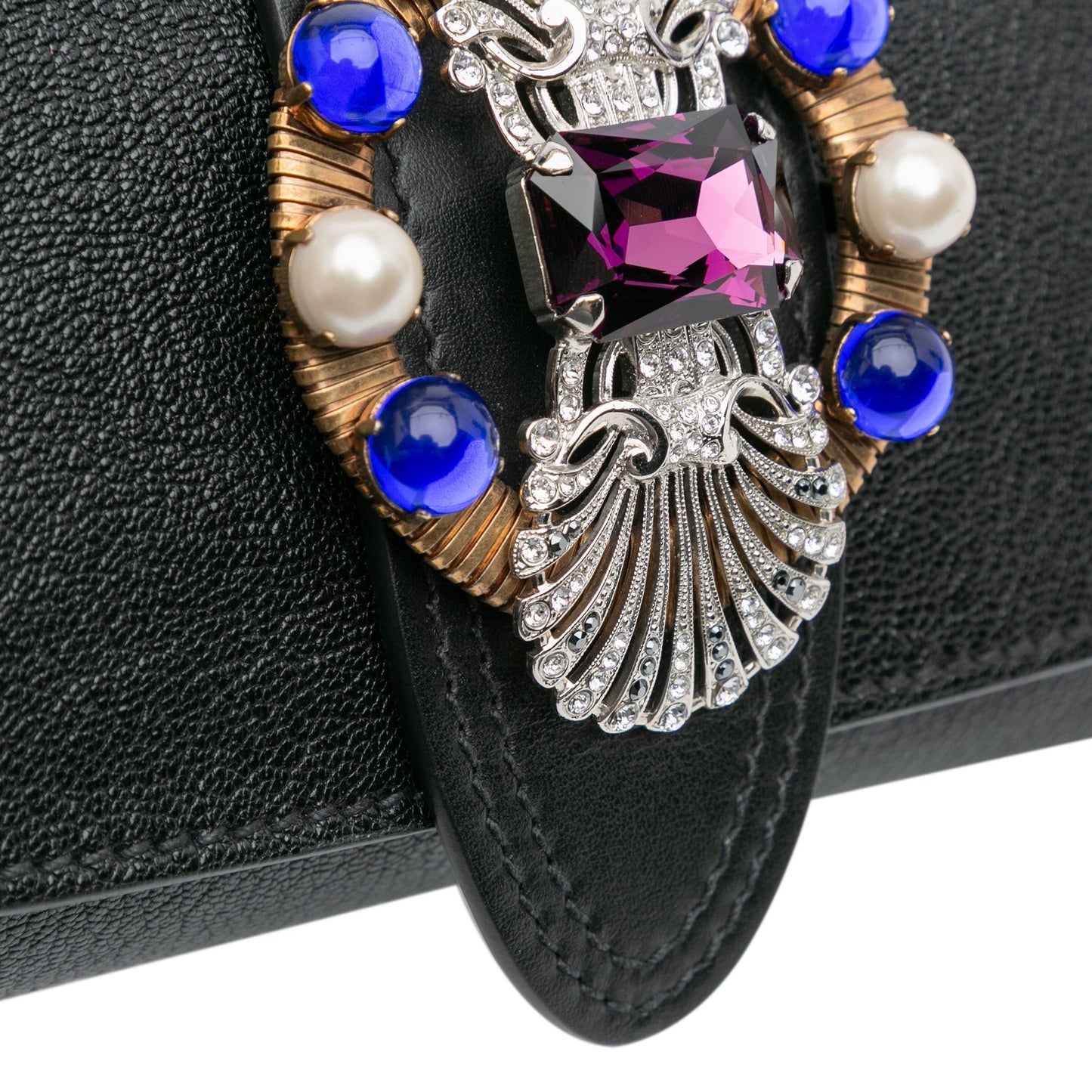 Miu Miu Leather Crystal Embellished Crossbody