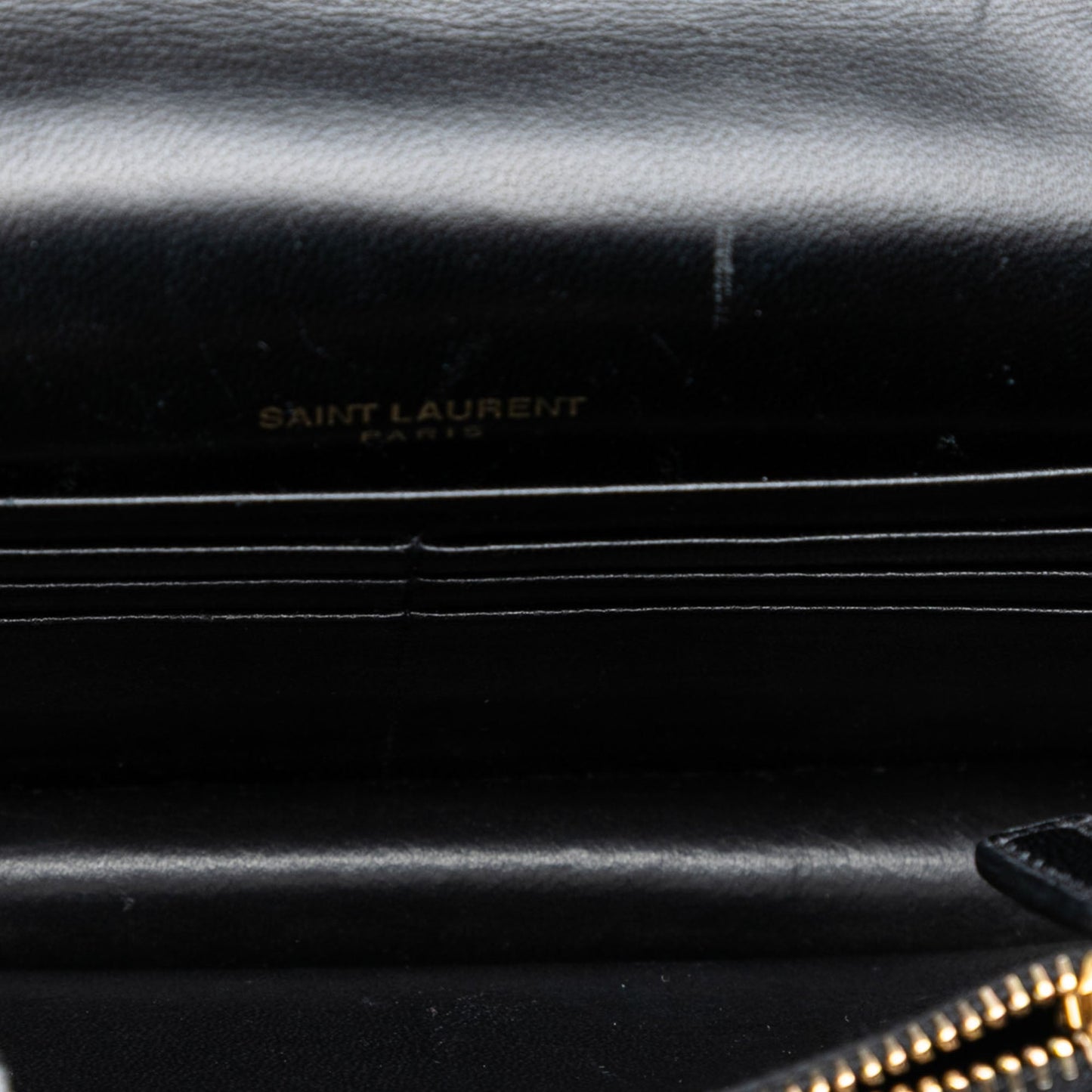 Saint Laurent Metallic Striped Fabric Monogram Kate Tassel Wallet on Chain