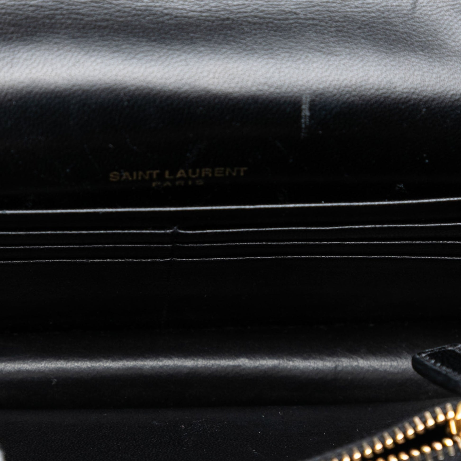 Saint Laurent Metallic Striped Fabric Monogram Kate Tassel Wallet on Chain