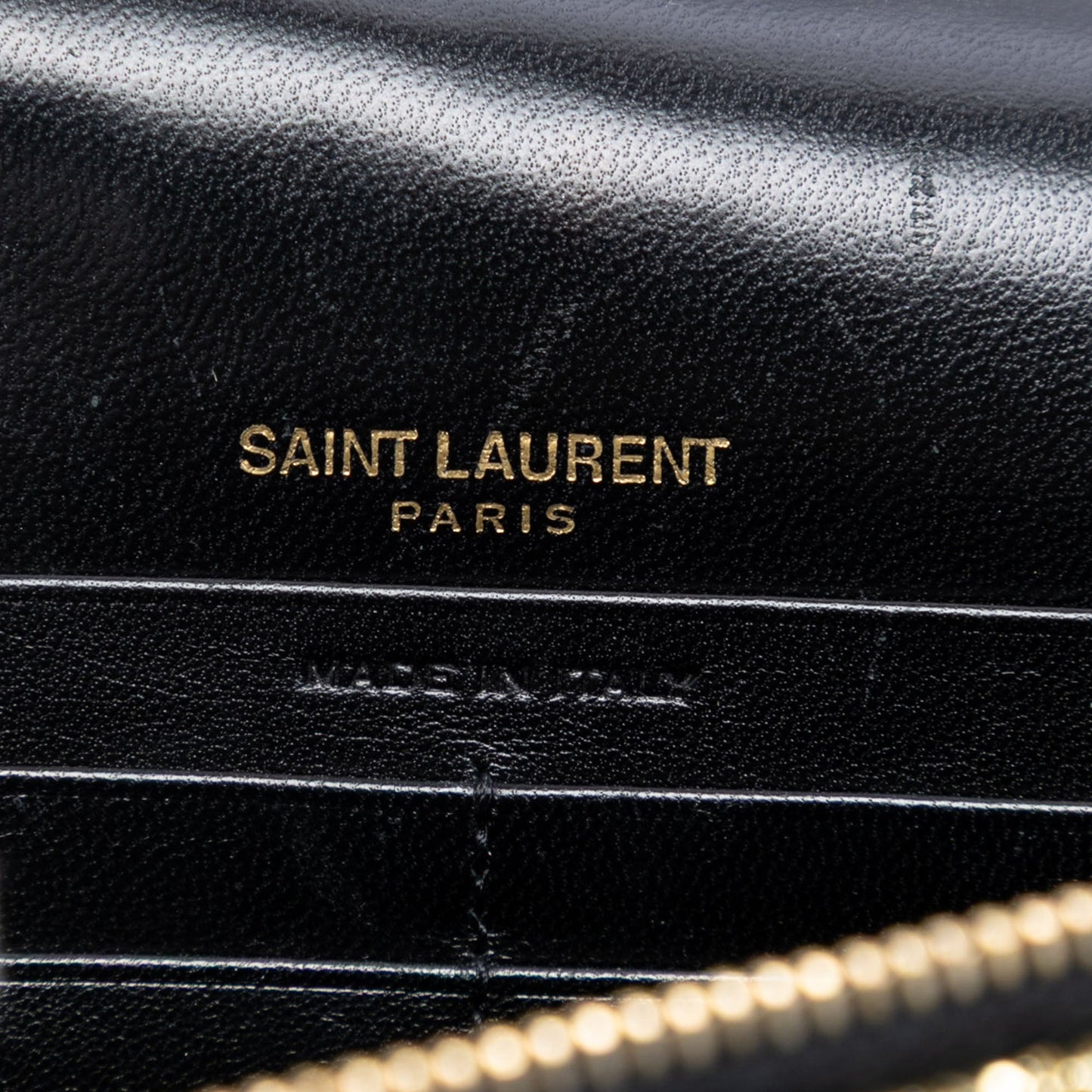 Saint Laurent Metallic Striped Fabric Monogram Kate Tassel Wallet on Chain