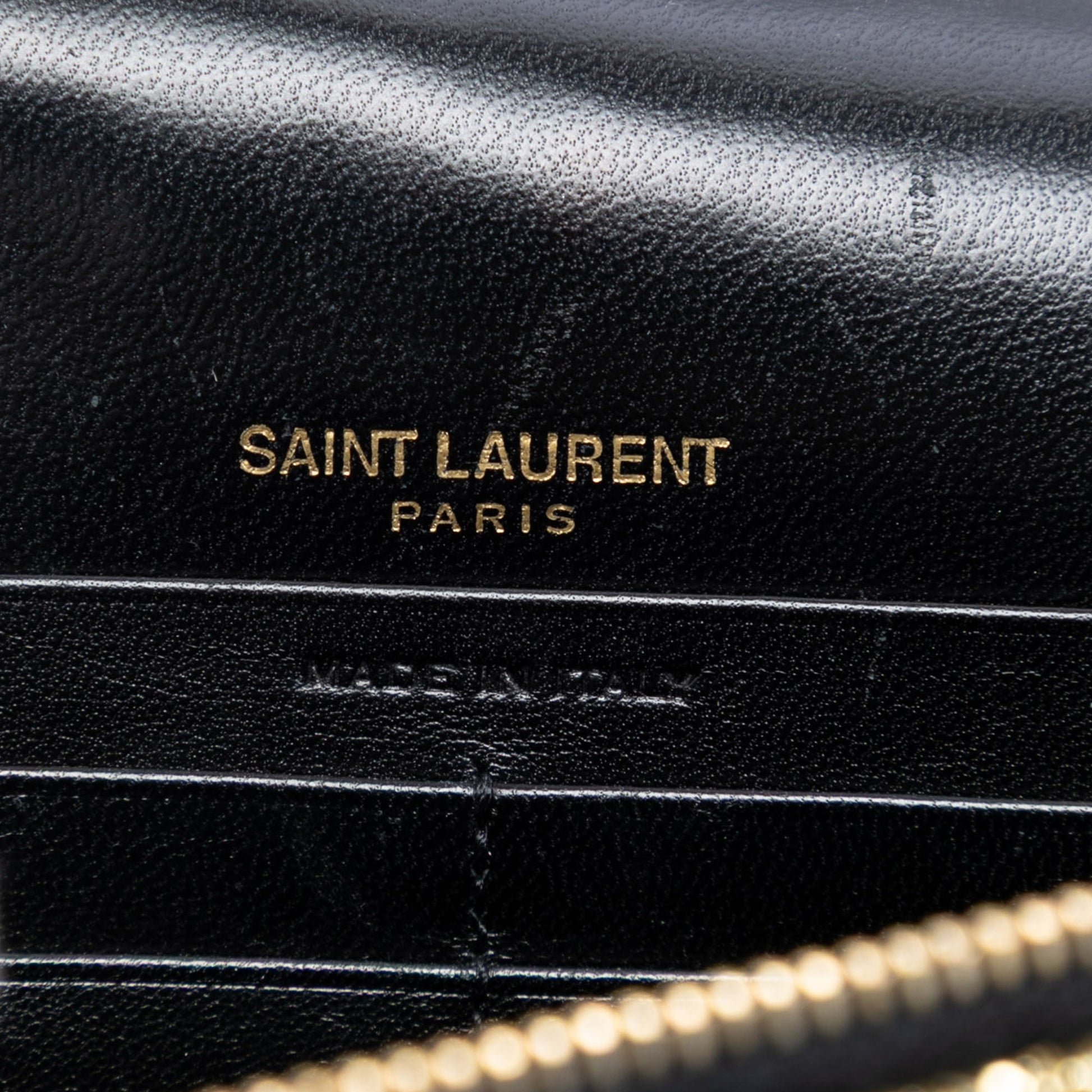 Saint Laurent Metallic Striped Fabric Monogram Kate Tassel Wallet on Chain