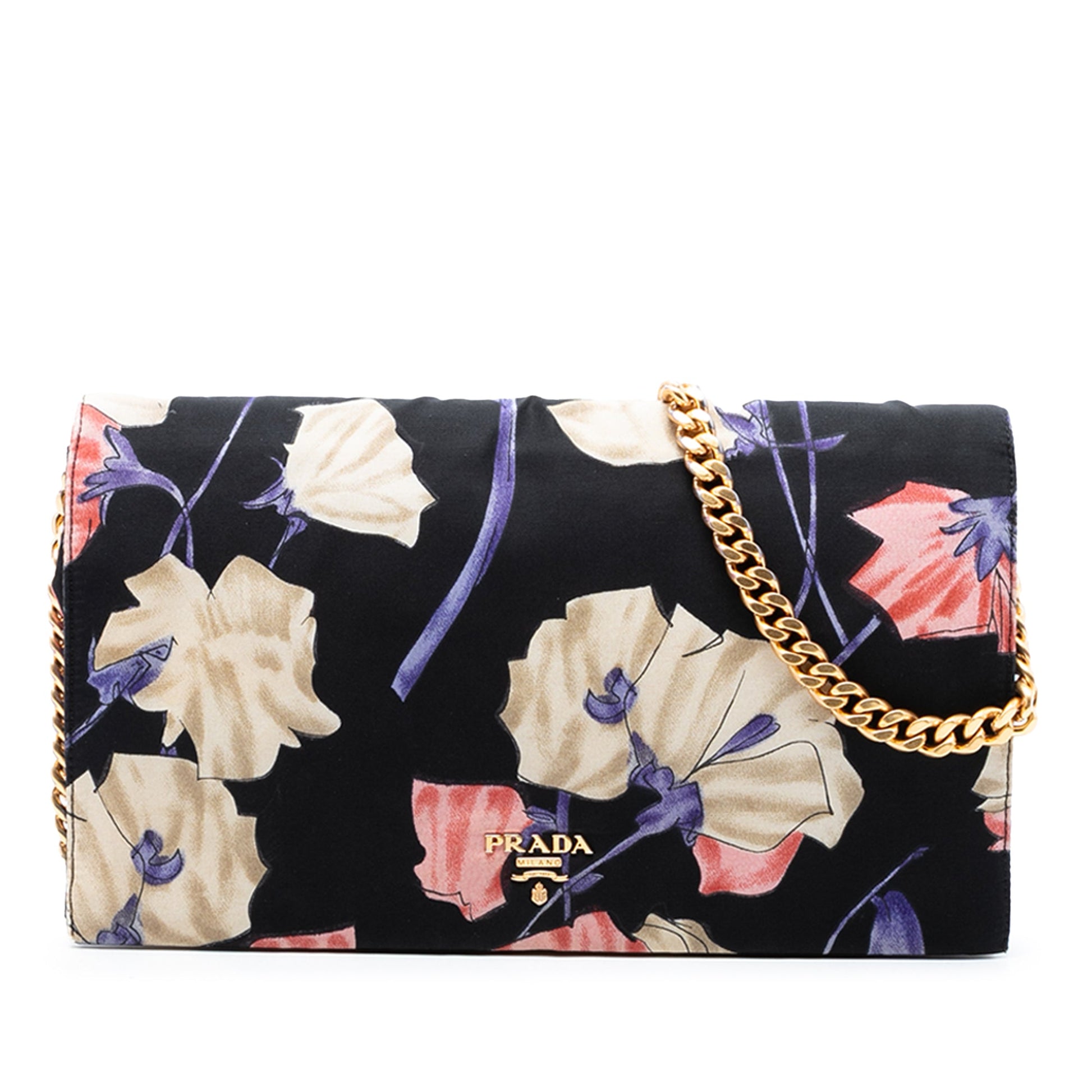 Prada Tessuto Floral Print Chain Crossbody