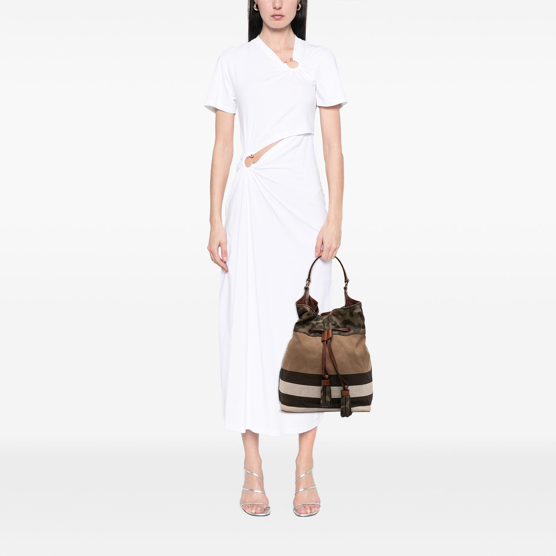 Burberry Mega Check Canvas Camouflage Susanna Tassel Bucket Bag