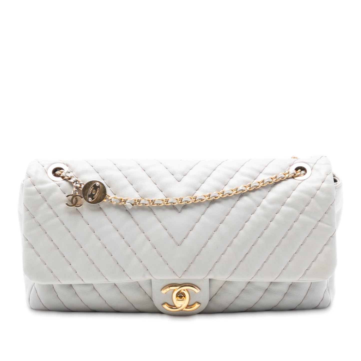 Chanel Jumbo Chevron Calfskin Surpique Flap